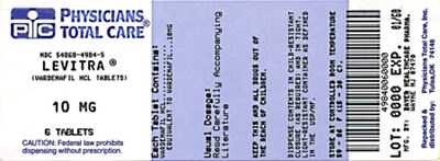 Levitra 10 mg Label (10mg Package Label)